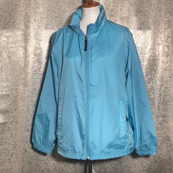 pale blue waterproof jacket